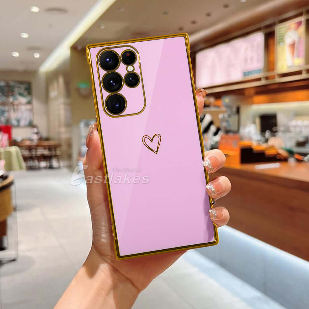 Cute Girly Heart Metallic Silicone Shockproof Case For Samsung Galaxy